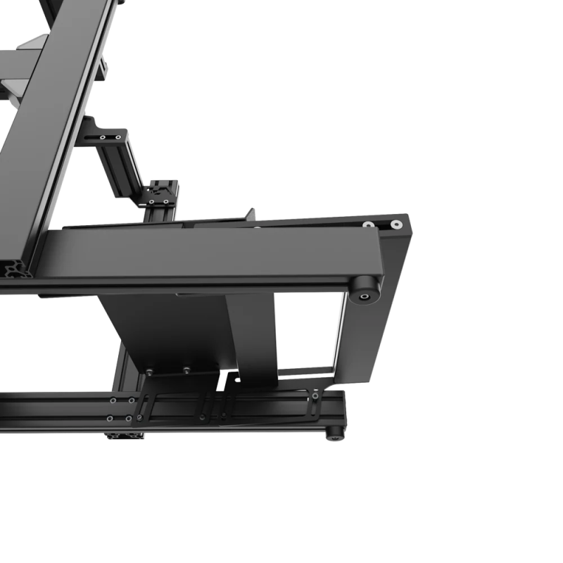 ASR 3 Flat Face sim racing chassis – underside view highlighting the pedal tray, transparent background.
