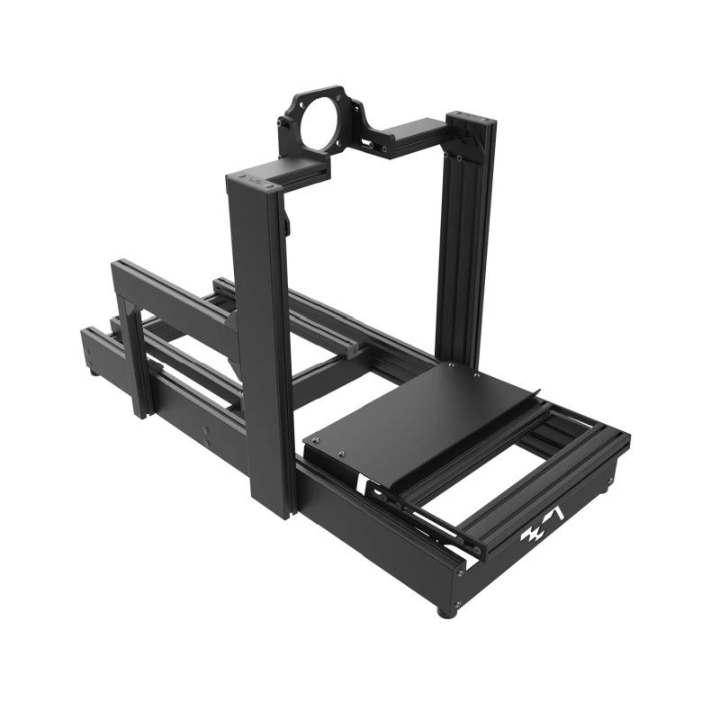 ASR 4 Flat Face sim racing chassis – 3/4 front view on transparent background.