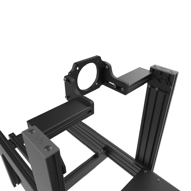 ASR 4 Flat Face sim racing chassis – close-up view of the wheel deck on transparent background.