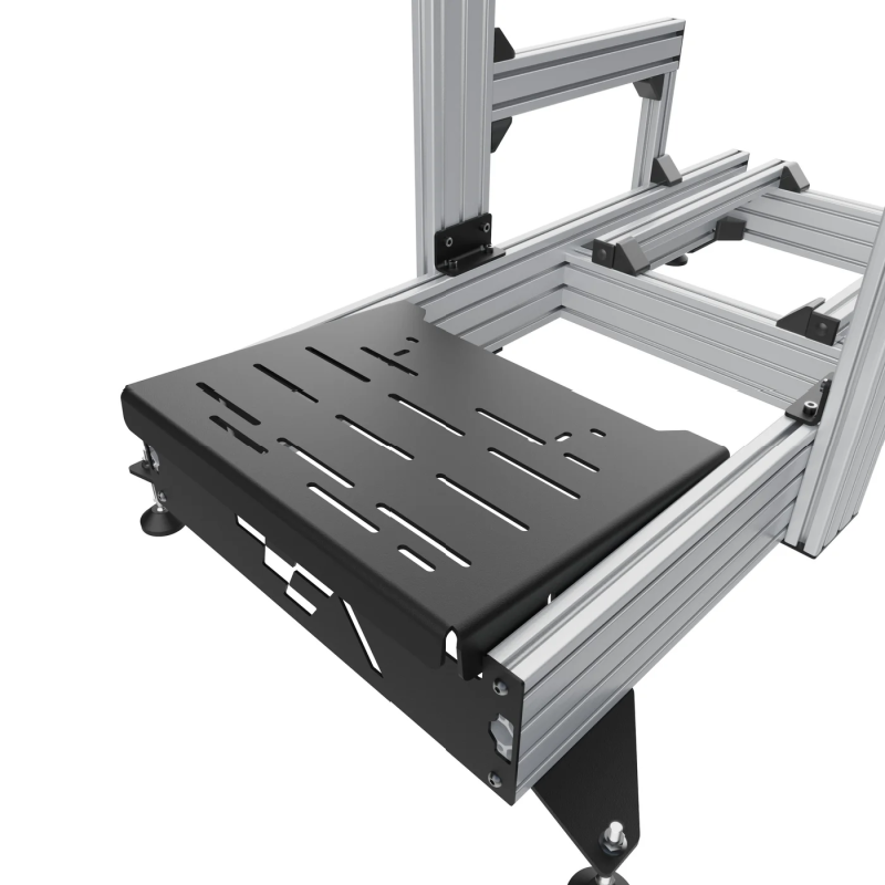 ASR 6 Legacy Edition sim racing chassis – overhead view focusing on the pedal tray, neutral background.