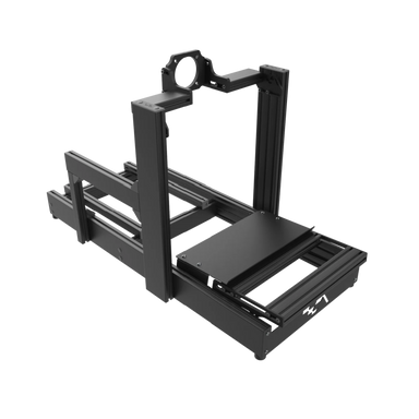 ASR 4 Flat Face sim racing chassis – 3/4 front view on transparent background.