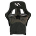 Rear view of ASR Bucket Seat in Black with glossy black fiberglass shell and integrated harness openings