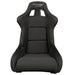 Front view of ASR Bucket Seat in Black, fixed-back sim racing seat with side bolsters and harness slots