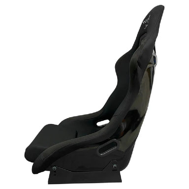 Side profile of ASR Bucket Seat in Black showing deep bucket design and supportive bolsters for sim racing rigs