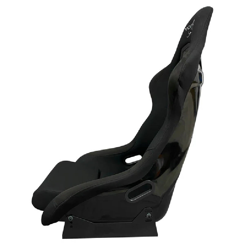Side profile of ASR Bucket Seat in Black showing deep bucket design and supportive bolsters for sim racing rigs
