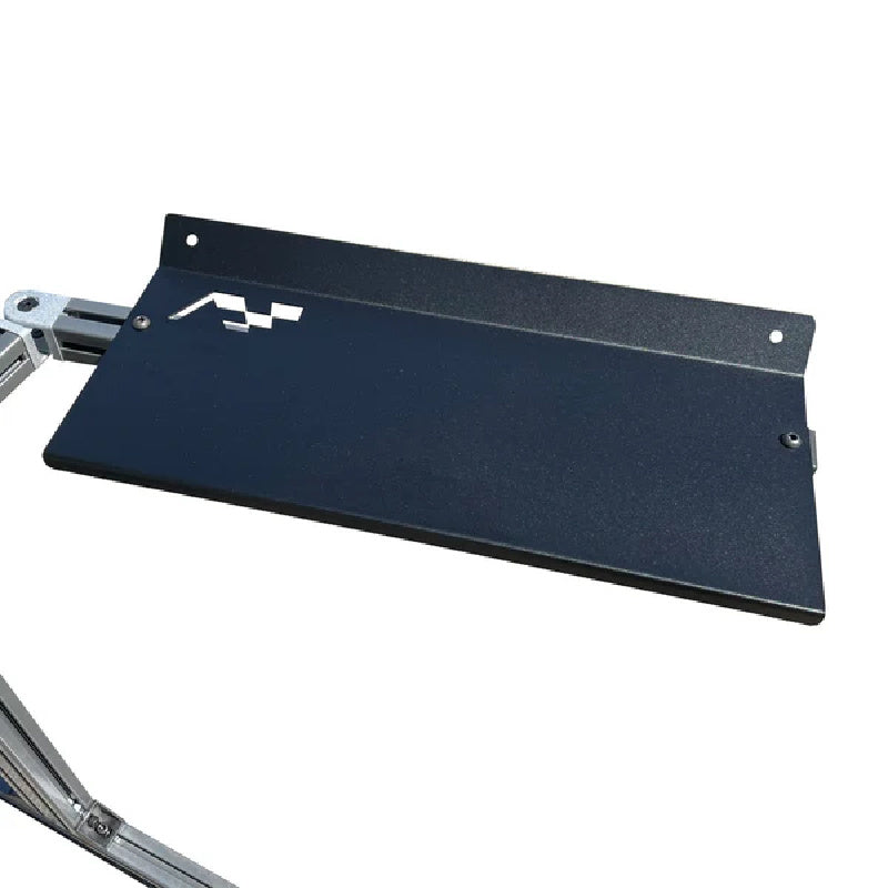 Top view of ASR Keyboard Tray - Matte Black showing flat typing surface and ASR logo cutout